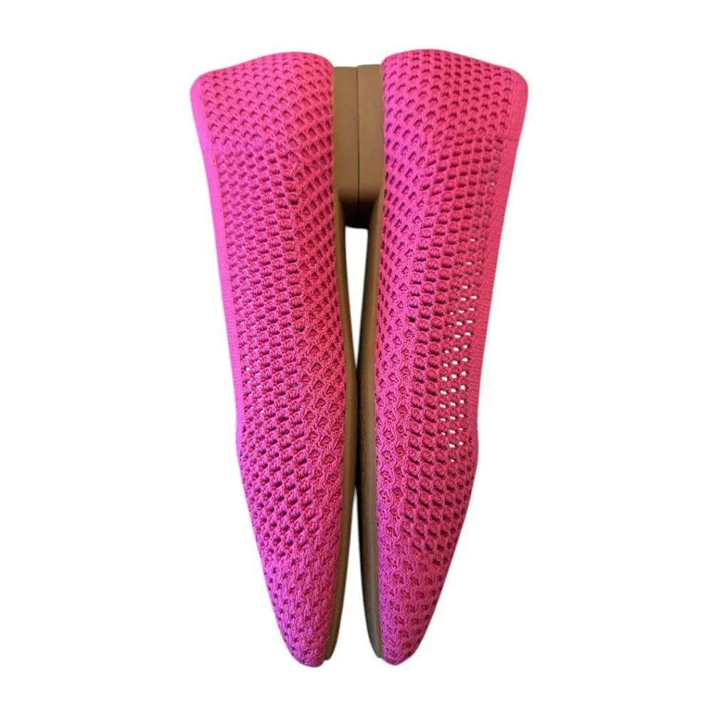 Vivaia Margot Mesh Square Toe V-cut Mesh Flats Pitaya Mesh Sz 40
